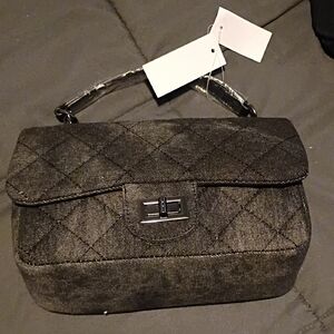 Elegant Black Jean Quilted Handbag
